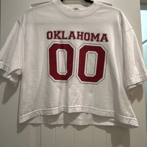 Nike White and Red Oklahoma Crop Top